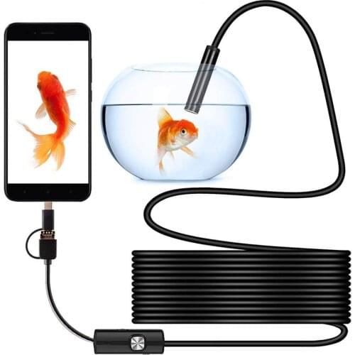 2/5M 1200P Android 8MM Micro USB Type-c USB 3-in-1 Computer Endoscope Borescope Tube Waterproof USB Inspection Mini Video Camera