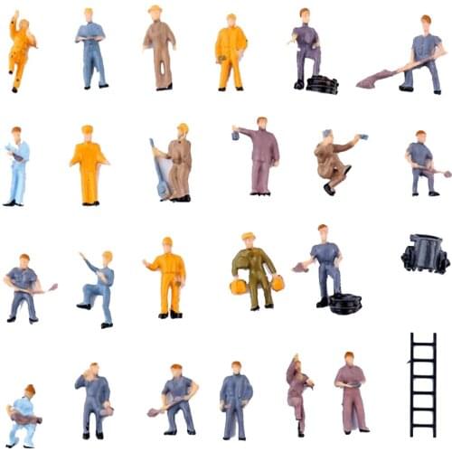 1:87 HO Scale Railway Model Painted Worker 2.2cm With Ladder And Tool Good Quality