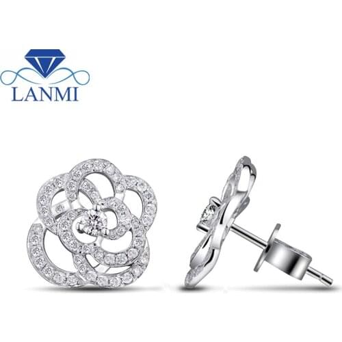 Fashion Style 14kt White Gold 0.90Ct Natural Dia Engagement Earrings For Women Wedding Jewelry Gift WE038