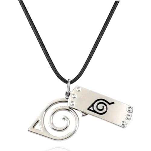 Anime Pendant Necklace Double Bands Konoha Sign Men Women For Fans Gift Statement Necklaces Drop shipping