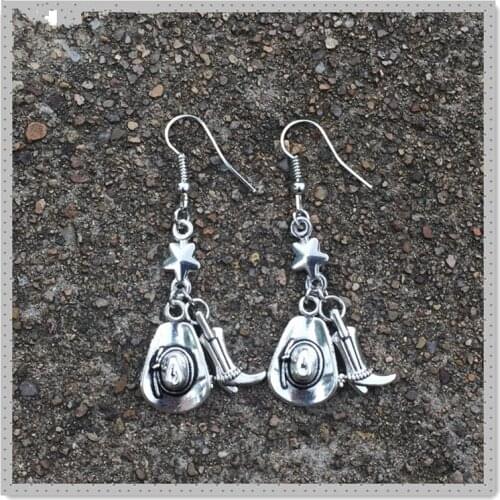 New fashion charm cowboy hat cowboy boots pendant earrings, wild earrings, ladies fashion pendant earrings
