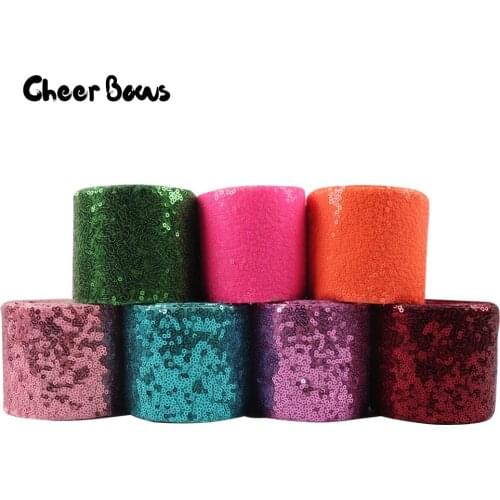 Wholesale 50Y 75mm Sequin Ribbon Solid Color Ribbon Laser Sequin For DIY Hair Bows Party Clothes Decoration Sewing Accessories