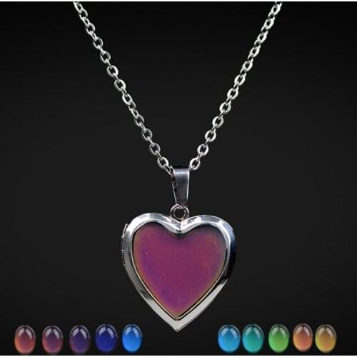 Reiki heart necklace pendant necklace Change color according to body temperature changes pendant women Jewelry best friends gift