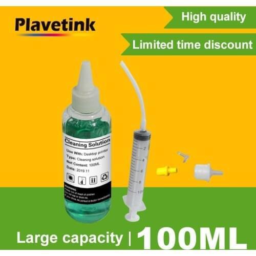 Plavetink 100ML Printer Head Cleaning Liquid Dye Ink Printhead Fluid Nozzle Washer for Epson Cartridge With Syringe all tools
