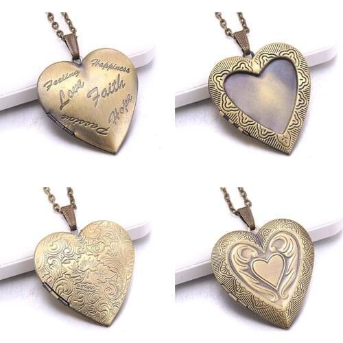 Romantic Heart Locket Necklace Photo Frame Necklaces for Women Gifts Can Be Opened Copper Promise Love Keepsake Jewelry
