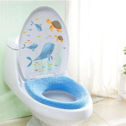 Fish Underwater World Toilet Bathroom Sticker Waterproof Home Decoration Refrigerator Swimming Pool Decals Sticker