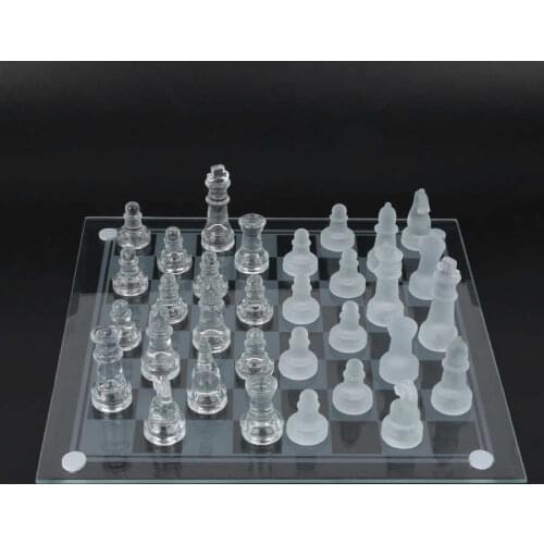 25*25cm/20*20cm Anti Broken Solid Crystal Chess With Checker Board Set Matte And Clear Glass Chess Game