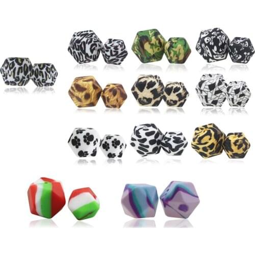 Silicone Beads Hexagon Beads 17mm 100pc Food Grade Silicone Teether DIY Pacifier Clips Beads Necklace Baby Teether