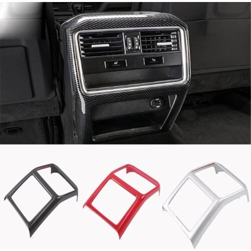 Carbon Fiber Style ABS Car Rear Row Air Vent Outlet Trim Anti-Kick Cover Fits for Porsche Cayenne 2018 2019 Car Accessories