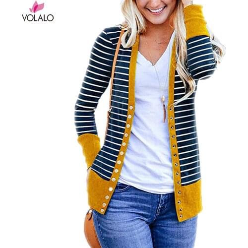 Outerwear & Coats Jackets Spring Autumn Long Sleeve Loose Casual Striped Cardigan Coats And Jackets Women Outwear Overcoat
