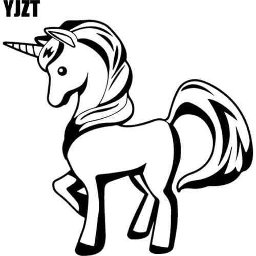 YJZT 16.1CM*15.3CM Cartoon Unicorn Lovely Decor Car Stickers Car Door Vinyl Decal Black/Silver C4-1802
