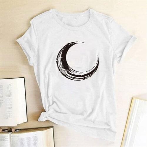 Half Moon Printing Funny Women T-shirt Harajuku Ullzang Kawaii Short Sleeve Summer T-shirts Graphic Tee Tshirts Cute Top Female