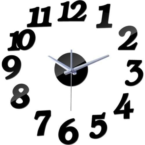 Real 3d Acrylic Mirror Clock Wall Watch Clocks Reloj De Pared Horloge Large Decorative Quartz Living Room