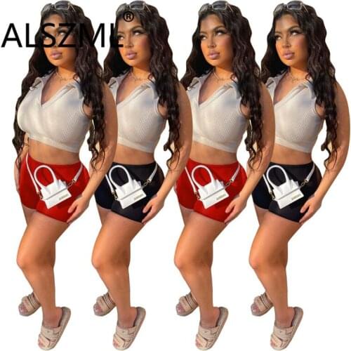 High Fashion Summer Women Set 2 Pieces Crop Top And Shorts Suit Ladies Matching Set Tracksuits
