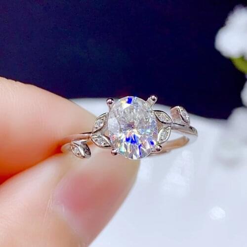 CoLife Jewelry D Color Moissanite Ring for Daily Wear Oval Cut D Color Moissanite Silver Ring 925 Silver Ring for Engagement