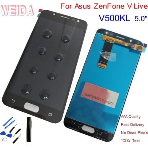 WEIDA For Asus ZenFone V Live V500KL LCD Display Digitizer Touch Panel Screen Assembly Black Replacement 5.0" + Tools Tape