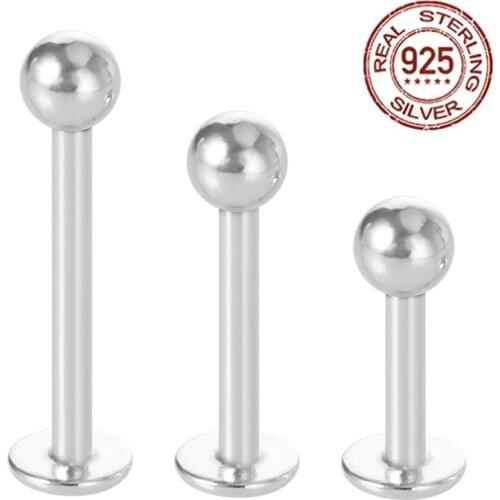 1PC 925 Sterling Silver Tragus Earrings for Women 16G Tiny Monroe Lip Rings Cartilage Stud Helix Earring Labret Piercing Jewelry