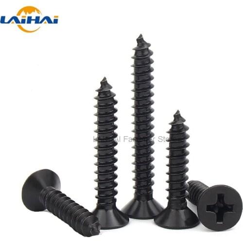 10/100 M1.7 M2 M2.5 M3 M3.5 M4 Mini Small Black 304 Stainless Steel Cross Phillips Flat Countersunk Head Self Tapping Wood Screw