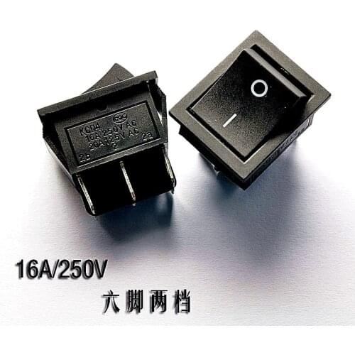 10pcs/KCD4 Rocker switch 6 Pin 2 files 16A 250V 31x25mm Black 6 Pin Ship type switch