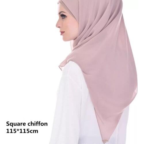 2019 Womens Elegant Modest Muslim Islamic Solid Chiffon Square Scarf Ramadan Soft Lightweight Jersey instant Hijab Headscarf