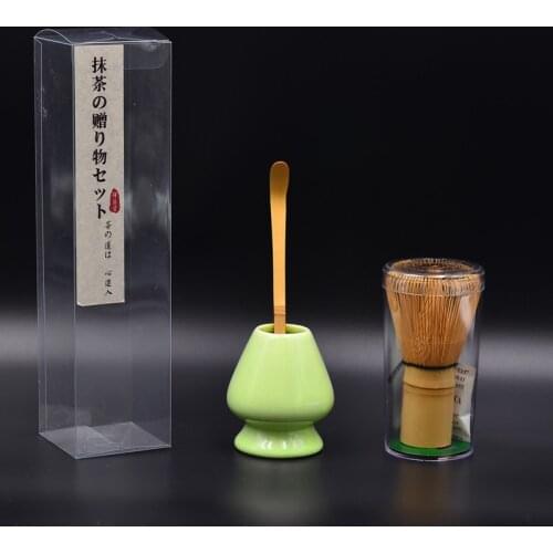3pcs/set Traditional Matcha Giftset Bamboo Matcha Whisk Scoop Ceremic Matcha Bowl Whisk Holder Japanese Tea Sets Japanese style