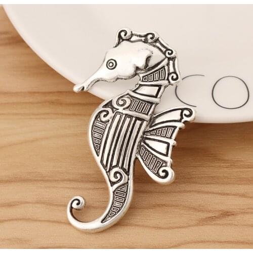 5 Pieces Tibetan Silver Large Sea Horse Hippocampus Charms Pendants for Necklace Jewellery Making Findings 67x41mm