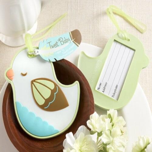 50PCS Baby Bird Design Luggage Tag Baby Shower Favors Rubber Birdie Baggage Tags Party Giveaways Gift For Guest