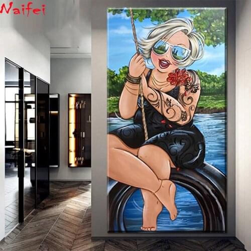 Diy diamond painting Vacation Fat Lady Picture Of rhinestone mosaic cross stitch 5d embroidery full square round drill Large Siz