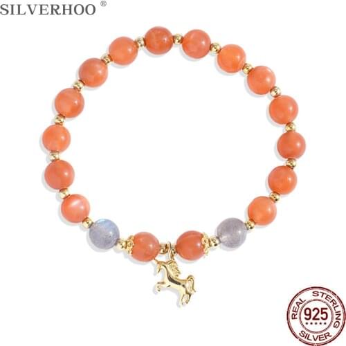 SILVERHOO Bracelets For Women 925 Sterling Silver Horse Pendant Girl Fine Anniversary Jewelry Send Girlfriend Gift Hot Sale