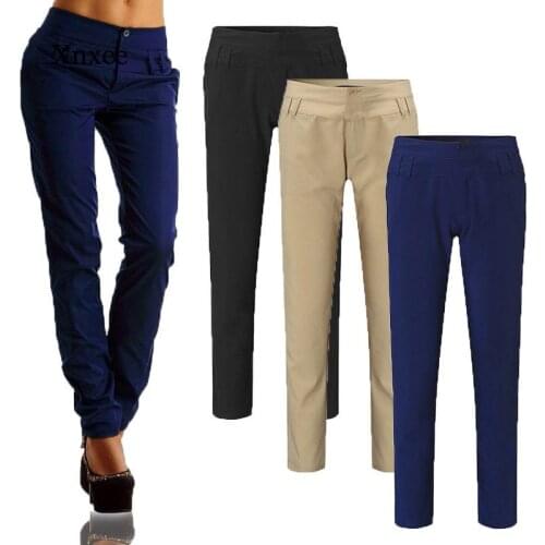 Summer Womens Elegant Casual Pants Pencil Pants Ladies Elastic Fabric Ol Office Workwear Slim Womens Comfortable Pants