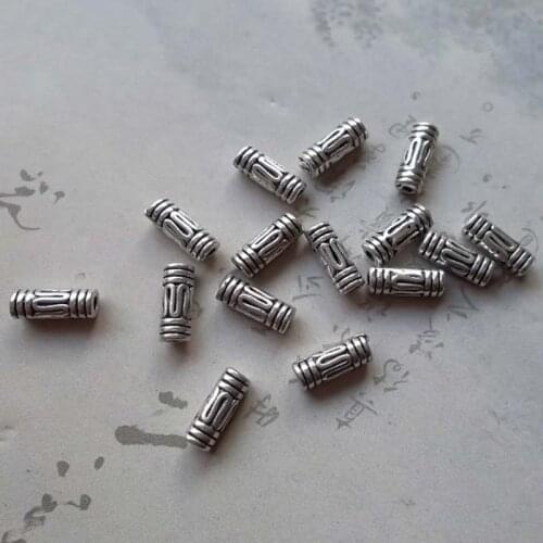 100pcs/lot Tibetan Style Tube Spacer Beads 8x3mm Alloy Handmade Craft Beading Bracelets Charms DIY Jewelry Making Women Men