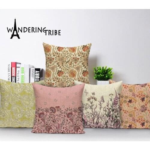 Farmhouse Home Floral Throw Pillow Case Plant Jungle Cushion Cover Flower 45X45 Plant Home Decor Sofa Car Pillows Covers Cojin
