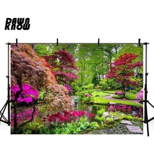 DAWNKNOW Flower Trees Photography Background Garden Photographic Backdrops Wedding Photo Studio Children Photocall lv2117