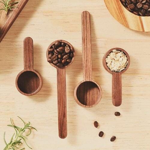 Black Walnut Wooden Measuring Spoon Coffee Bean Spoon With Long Short Handle Kitchen Home Baking Tool Measuring Cup For Drinking