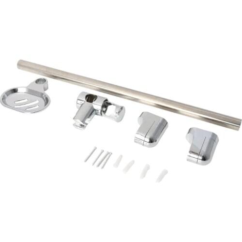 Stainless Steel Shower Head Holding Rod With Soap Box Adjustable Lifting Rods