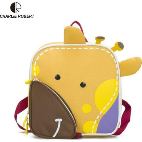 2019 New Cute Caetoon Four Animal Prints Canvas 3-5 Years Old Kid Backpack Preppy Style Prevent Lost Boys & Girls Mini Backpack