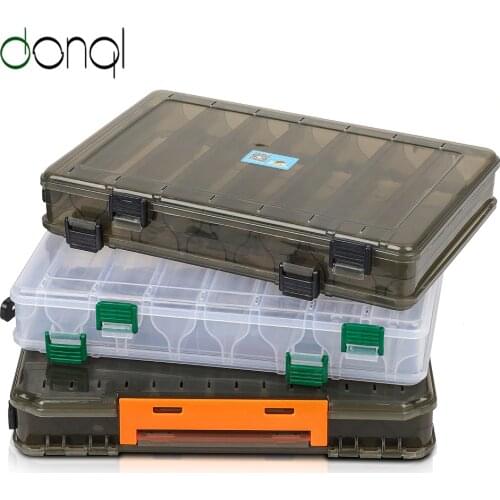 DONQL Fishing Bait Box High Strength Double Sided Plastic Lure Box Fly Fishing Accessories Storage Boxes Fishing Tackle Case