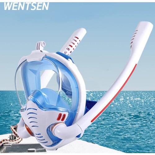 2020new Double respirator Snorkeling Diving Mask Full Face Dry Style swiming snorkel set Equipment underwater Accessories
