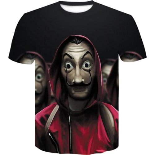 Mens 3D print T-Shirt La Casa De Papel T Shirt Bella Ciao Tshirt Money Heist t shirt Funny Design Short Sleeve mens clothes