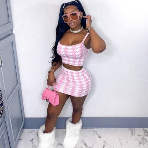 Sexy Print Sporty Matching Set Women Workout Active Wear Fitness 2 Piece Outfits Sleeveless Top And MIni Skirt Suit Summer New