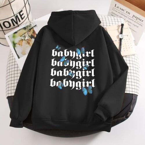 Korean Fashion Sweatshirt E Girl Aesthetic Hoodie Y2k Butterfly Streetwear Warm Soft Pullovers Women Oversize Ulzzang Clothes