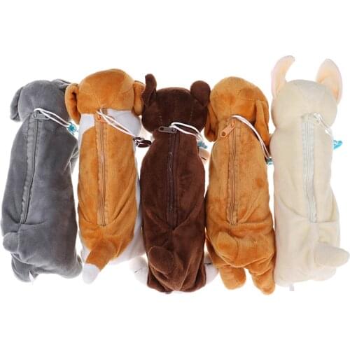 Creative Plush Pen Bag Cartoon Golden Pencil Bag Dog Plush Toy Stationery Bag Small Gift For Children