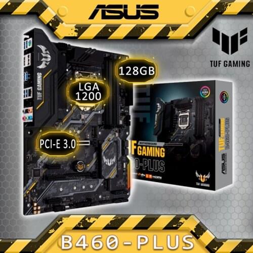 LGA 1200 Asus TUF GAMING B460-PLUS Motherboard DDR4 128GB PCI-E 3.0 M.2 SSD Overlocking Intel B460 Gaming Placa-mãe 1200 ATX