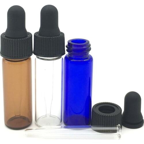Mini 4ml Perfume Blue Glass Dropper Bottle Essential Oil Sample Test Bottle Tiny Portable Clear Pipette Vials 300pcs