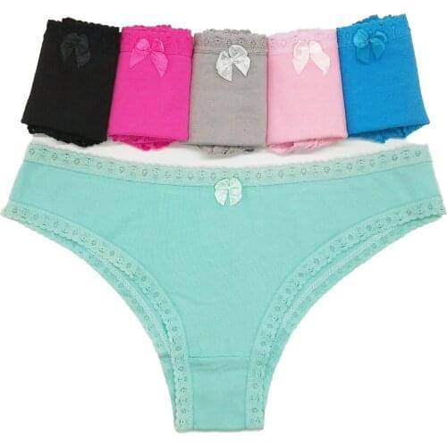 Fashion Sexy Comfortable Lace Panties Cotton Briefs Women Underpants Solid Shorts Sexy Underwear Lingerie Ladies Bikini Style