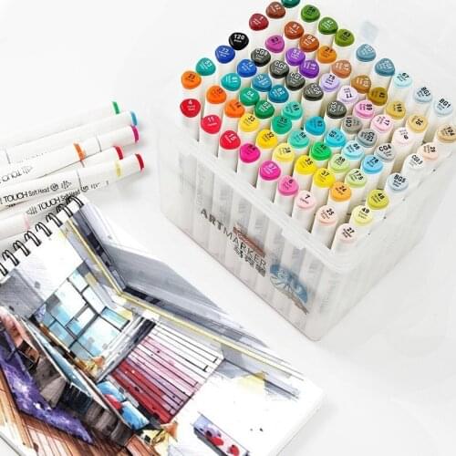 40/60/80/218 Colors Dual Tips Marker Pen Set with Carrying Case for Art Sketch Painting Highlighting Manga and Animation Design