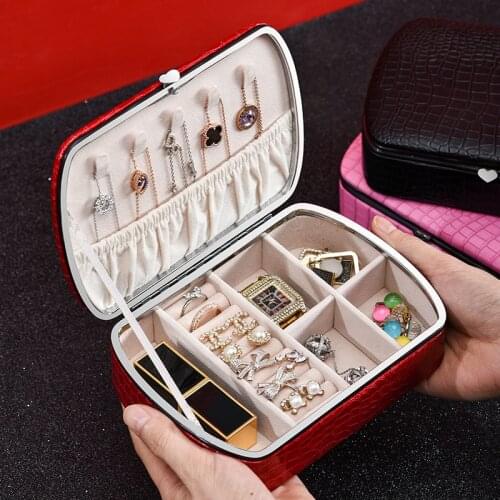 The New Simplicity PU Leather Travel Jewelry Box Jewlery Organizer Earrings Rings Jewellery Display and Packaging Storage Casket