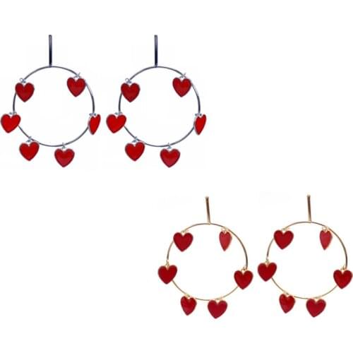 New European and American Large Round Exaggerated Earrings Ladies Heart-shaped Pendant Earrings Wild Trend Earrings
