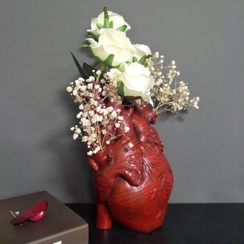 New Hot Creative Planter Pot Simulation Heart Shaped Vase Resin Anatomical Organ Flower Pot Ornament for Home Halloween