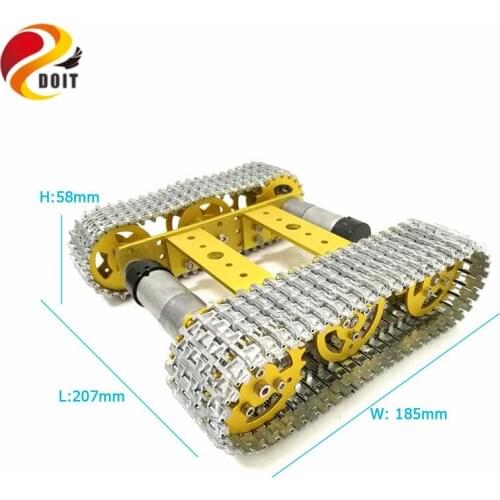 All Metal Tracked Robot Smart Car Platform Aluminum Alloy Chassis with Dual DC 9V Motor for Arduino Robot Project